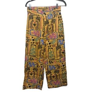 Nooworks Desert Disaster linen print OOP pants size Small stretch waist cheetah